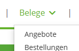 Screenshot: Belege-Navigation im UNI ELEKTRO Online-Shop