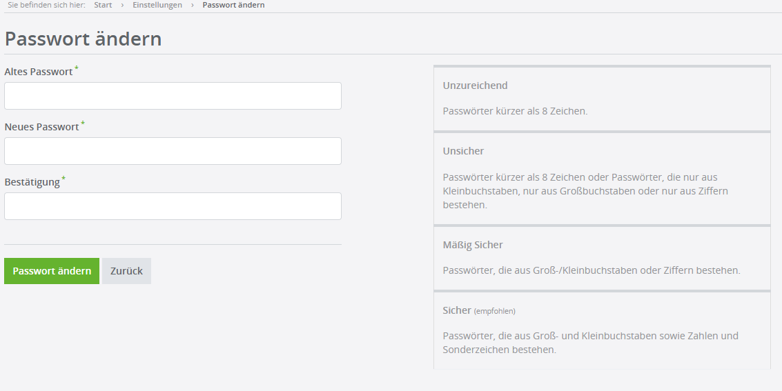 Neue Passwortregeln